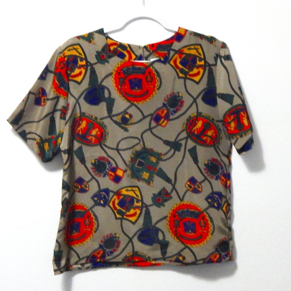 Vintage Sara Stephen Coat Of Arms Blouse